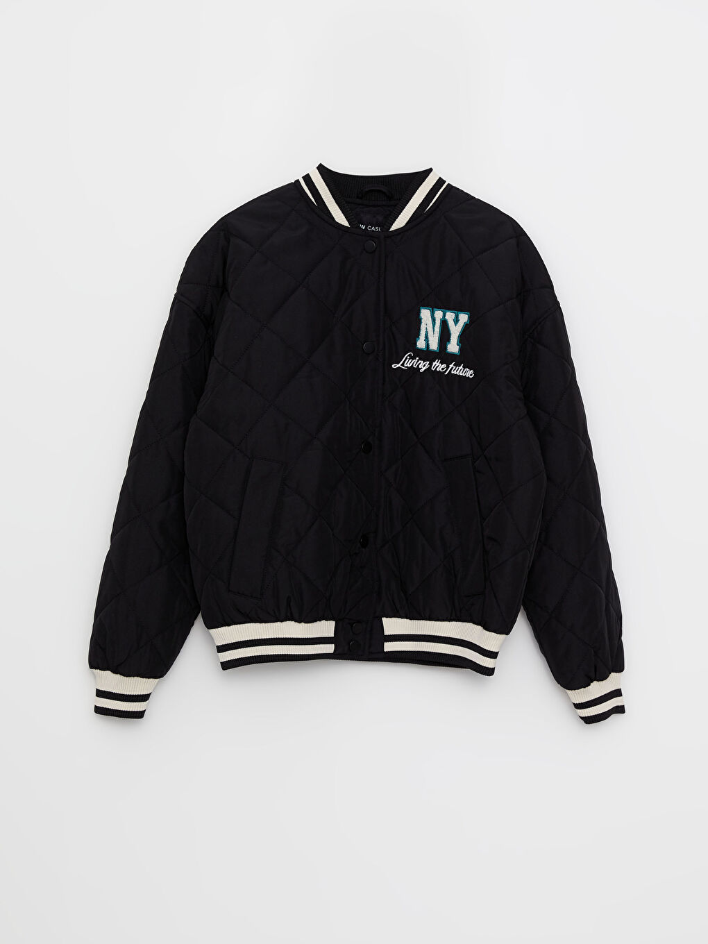 Siyah Nakışlı Uzun Kollu Kadın Kolej Ceket-5