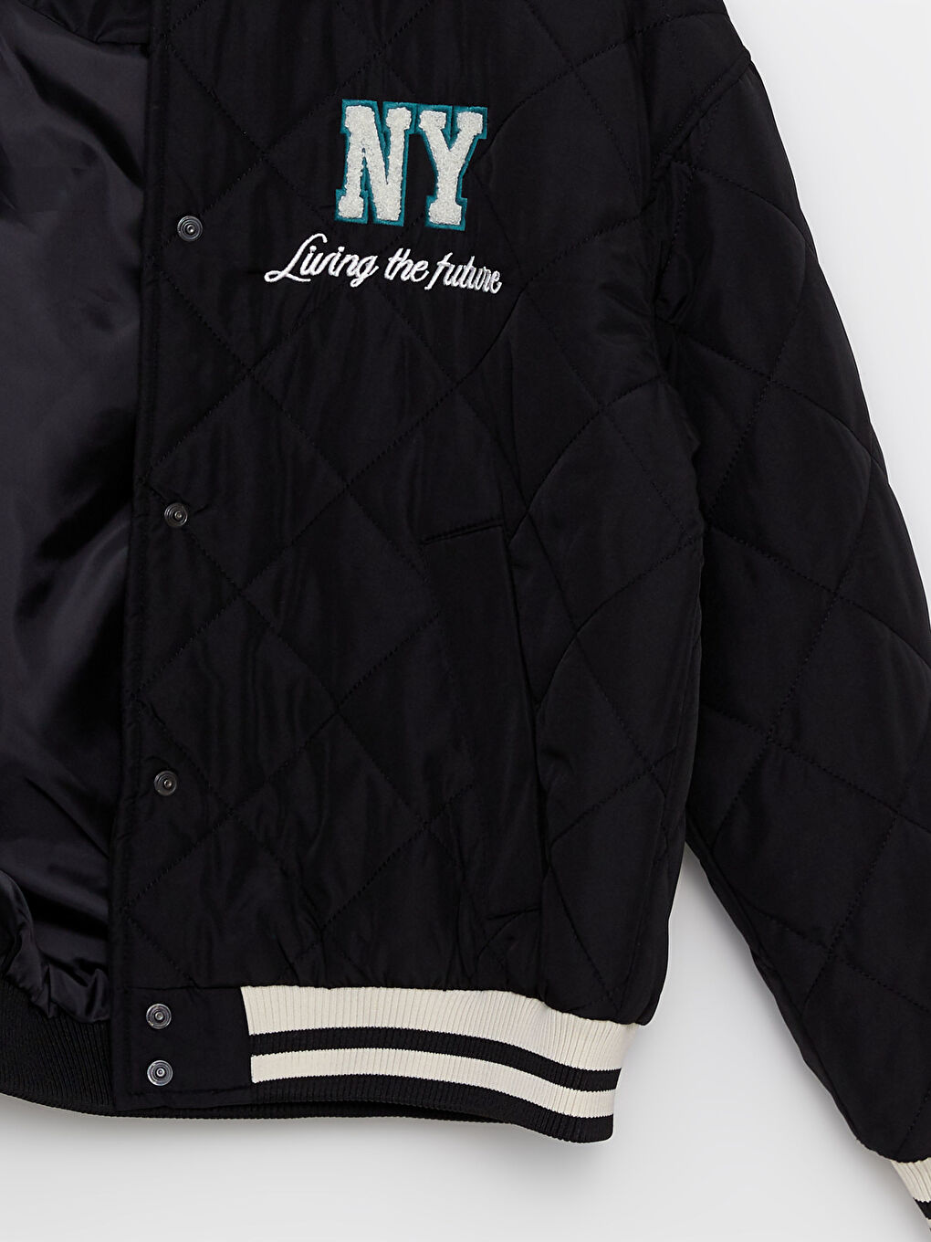 Siyah Nakışlı Uzun Kollu Kadın Kolej Ceket-6