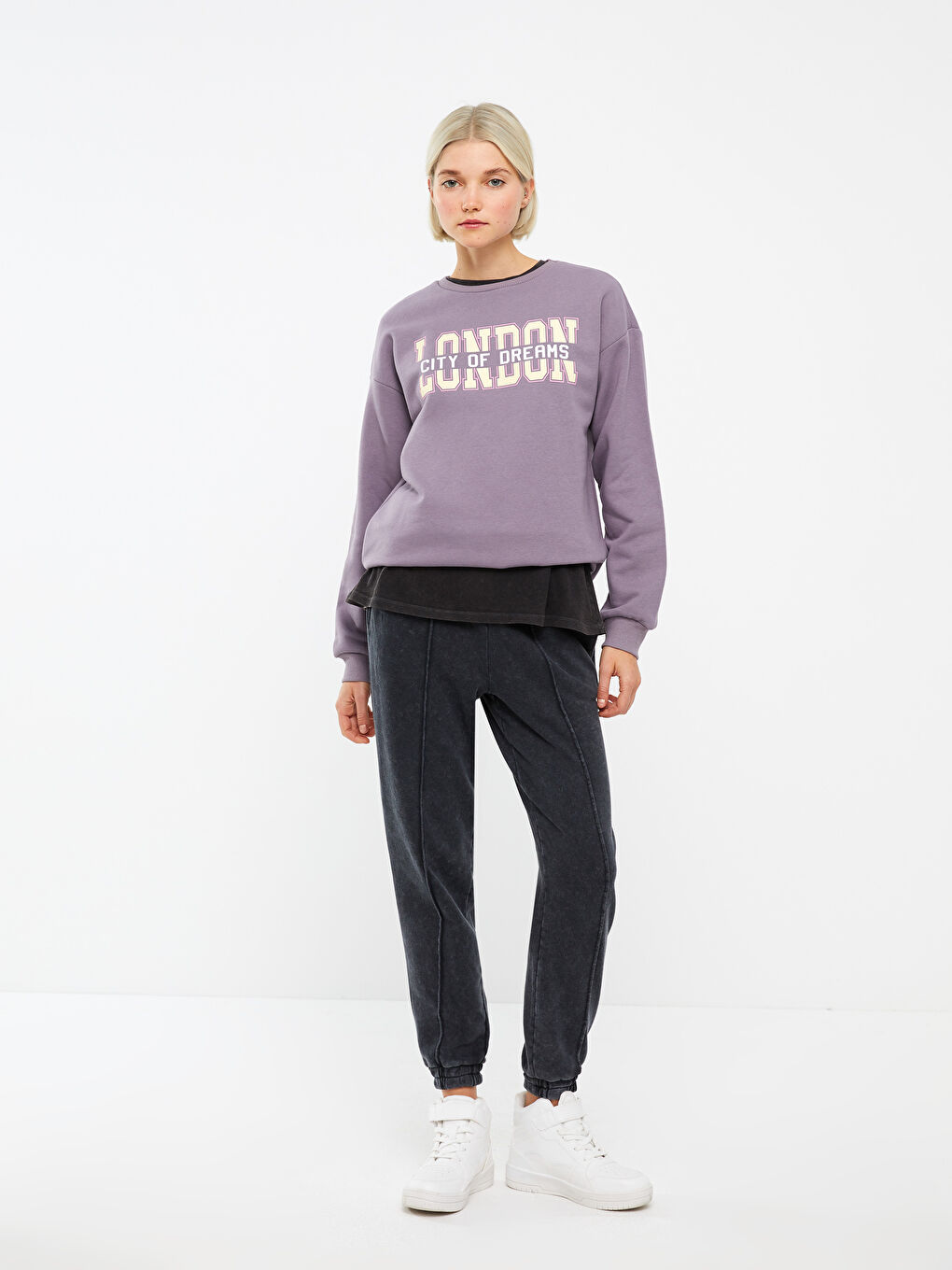 LCW Vision Women's Elasticated Waist Plain Jogger Sweatpants -W2EC07Z8-HFF