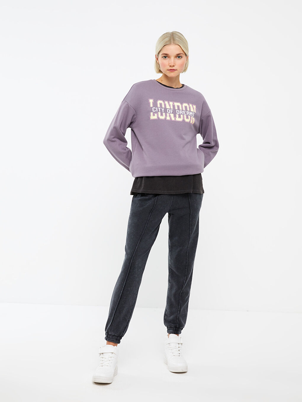 LCW Vision Women's Elasticated Waist Plain Jogger Sweatpants -W2EC07Z8-HFF