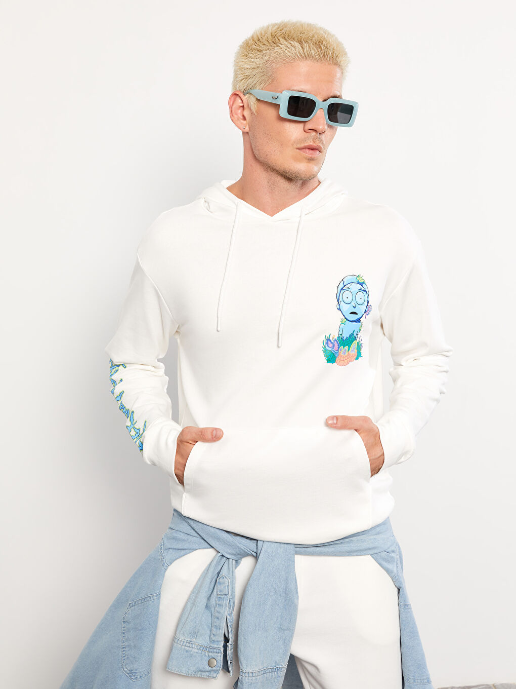 Oversize Hoodie Long Sleeve Rick and Morty Printed Men's Hoodie