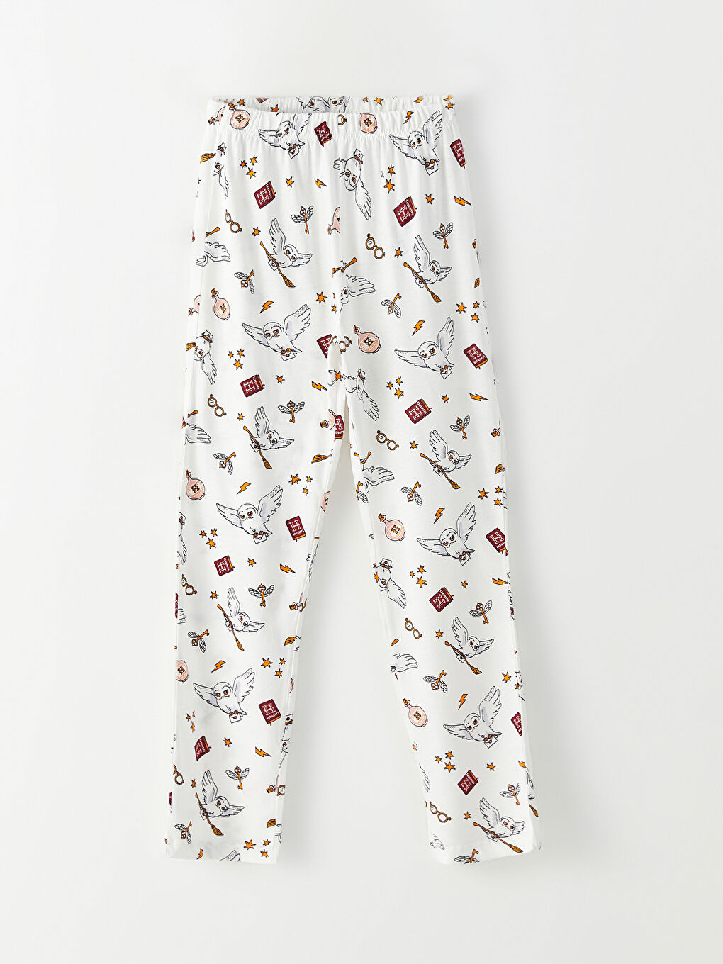 Ekru Gömlek Yaka Harry Potter Desenli Uzun Kollu Kız Çocuk Pijama Takımı-2