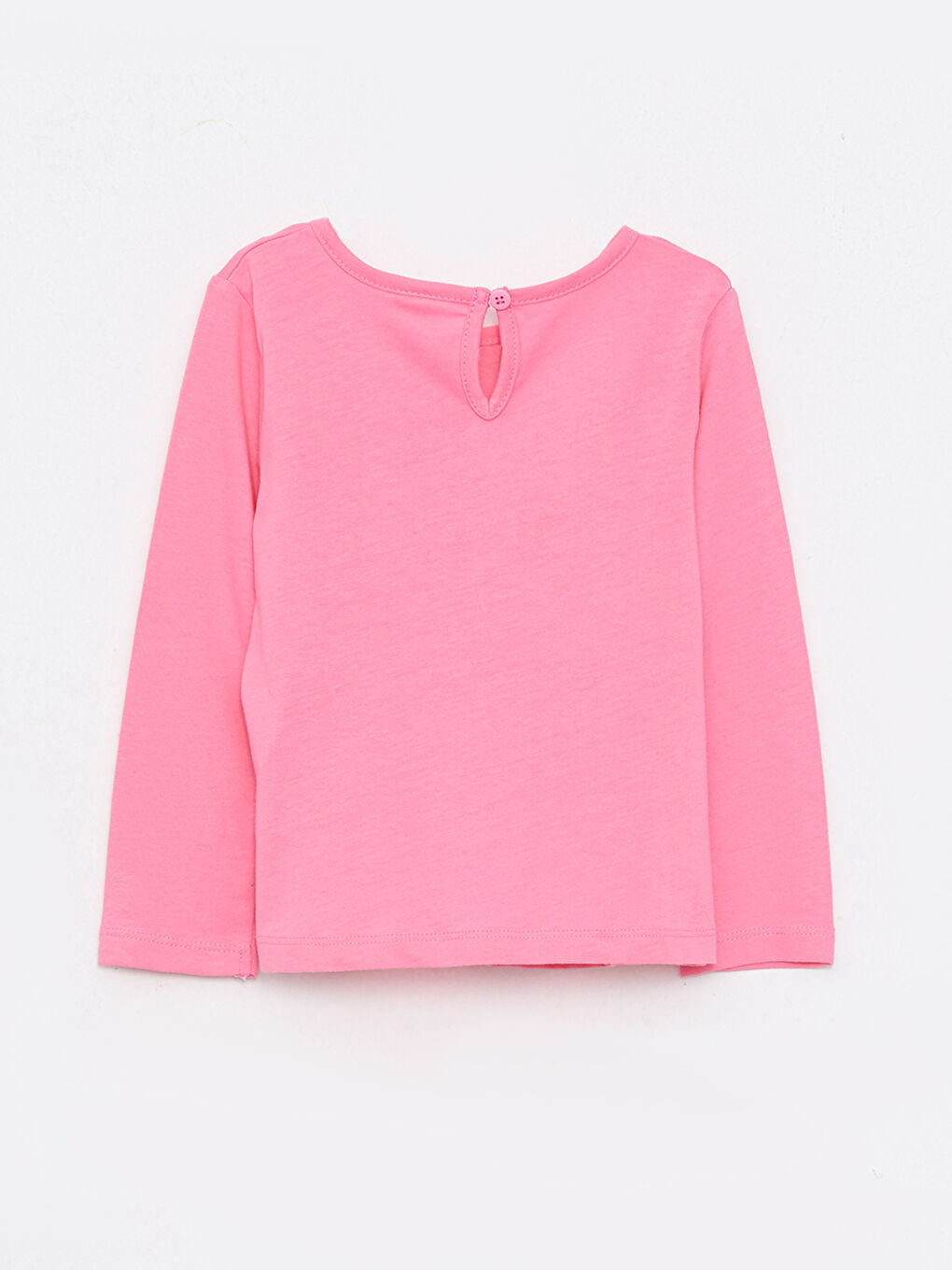 Pembe Bisiklet Yaka Uzun Kollu Baskılı Kız Bebek Tişört-1