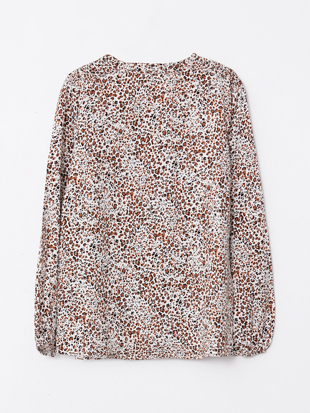 Tie Neck Patterned Long Sleeve Viscose Women's Blouse-6