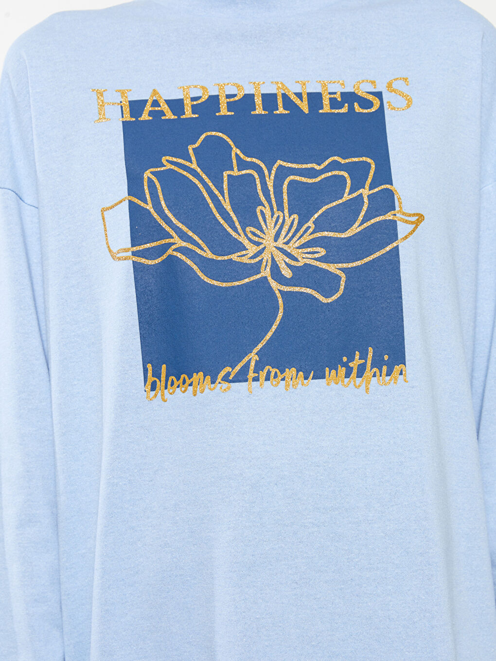 Mavi Bisiklet Yaka Baskılı Uzun Kollu Kadın Tunik-6