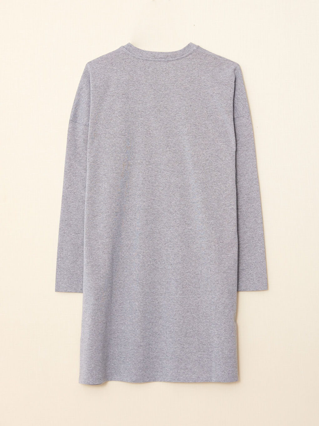 Gri Bisiklet Yaka Baskılı Uzun Kollu Kadın Tunik-6