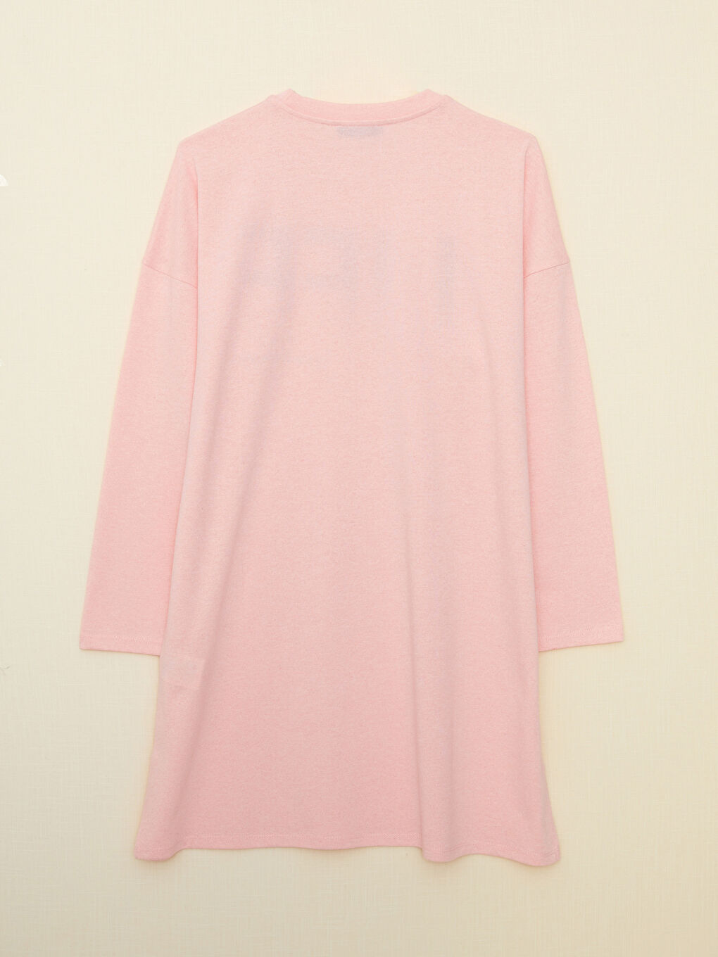 Pembe Bisiklet Yaka Baskılı Uzun Kollu Kadın Tunik-6