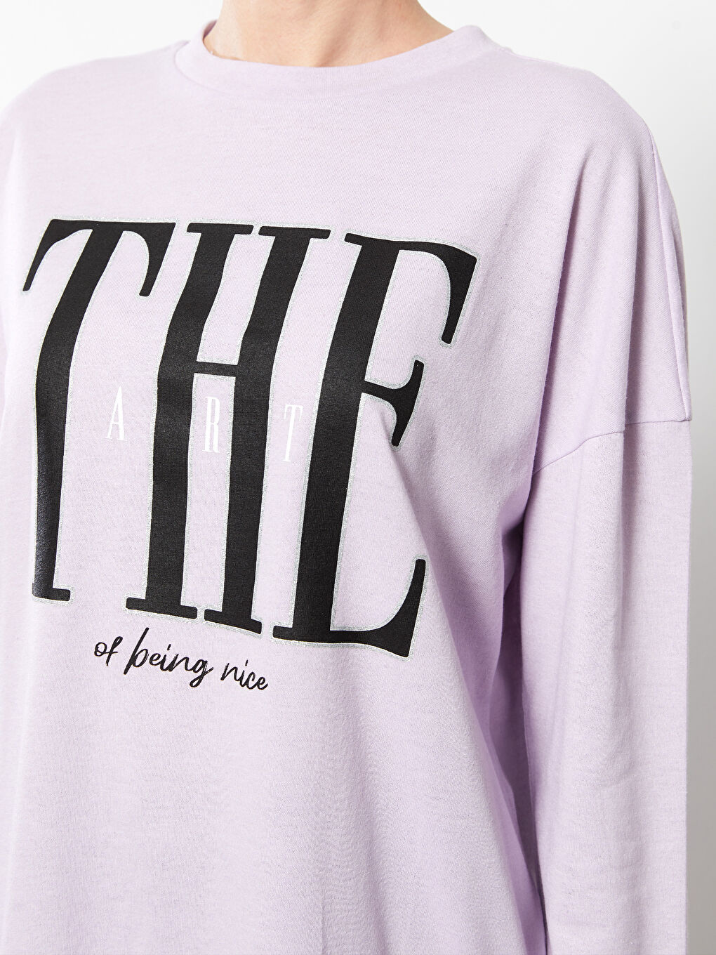 تونيك كم طويل مطبوع بياقة دائرية للسيدات-3