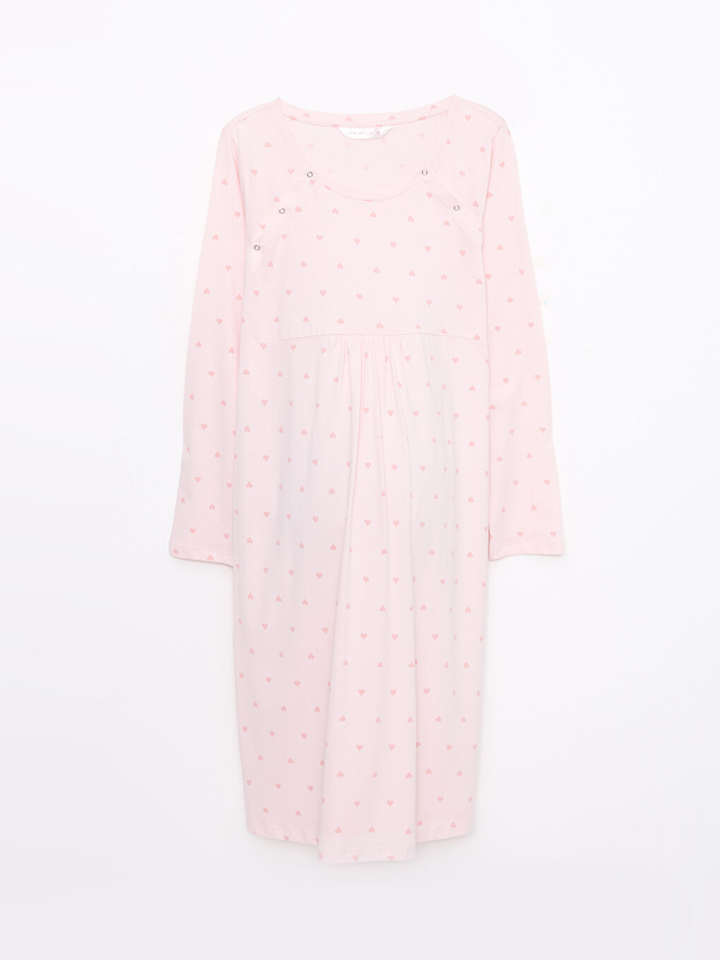 LCW DREAM U Neck Patterned Long Sleeve Cotton Maternity Nightgown -W2ED92Z8-LSZ