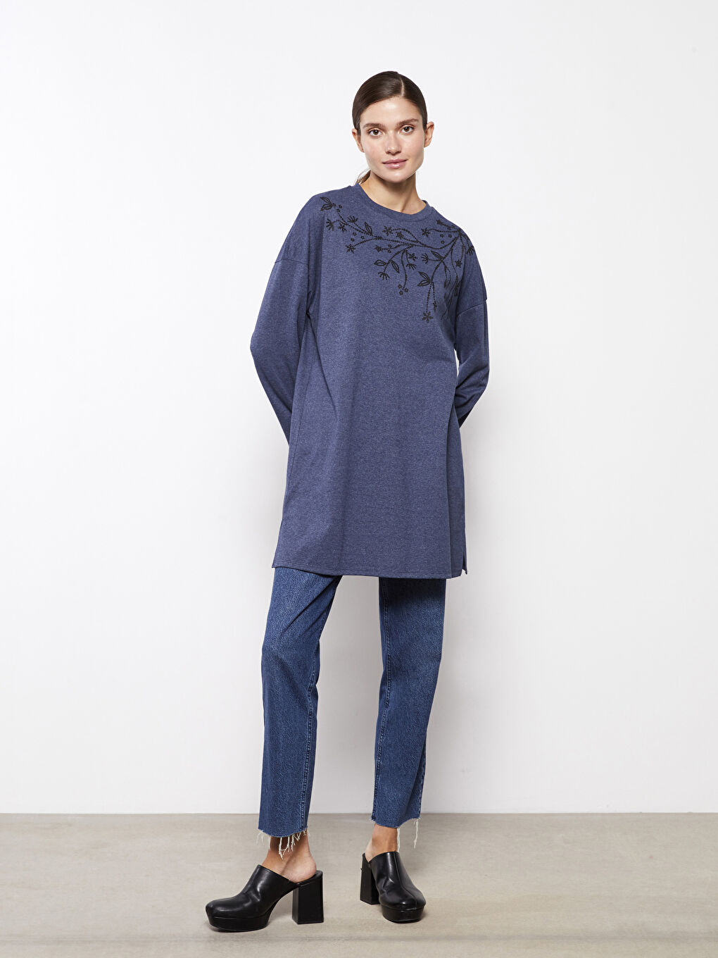 Tunique pour Femmes à Manches Longues Imprimée avec Col Rond