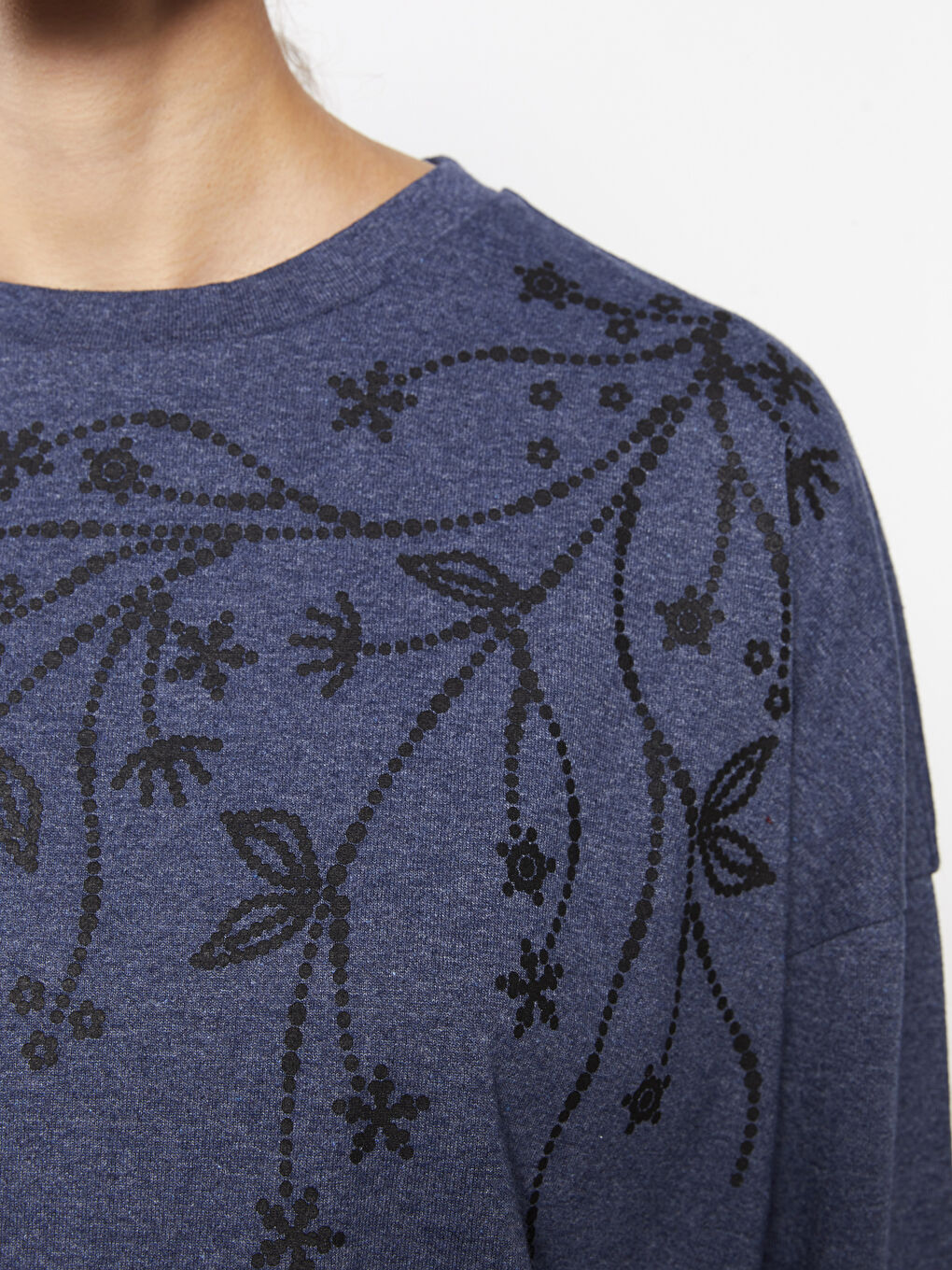 Tunique pour Femmes à Manches Longues Imprimée avec Col Rond-3