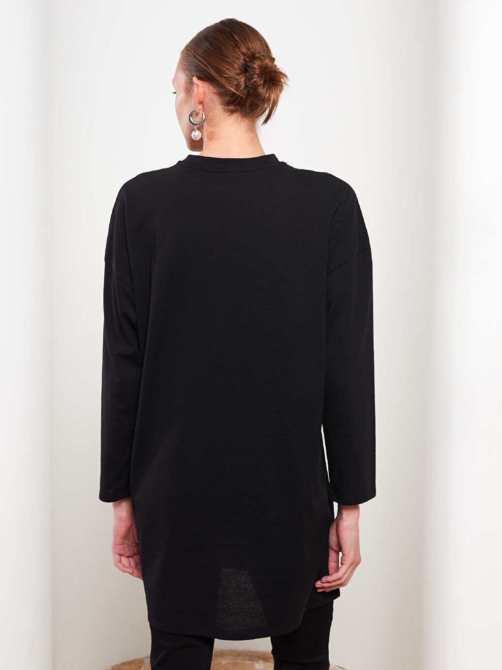 Crew Neck Printed Long Sleeve Women's Tunic-3