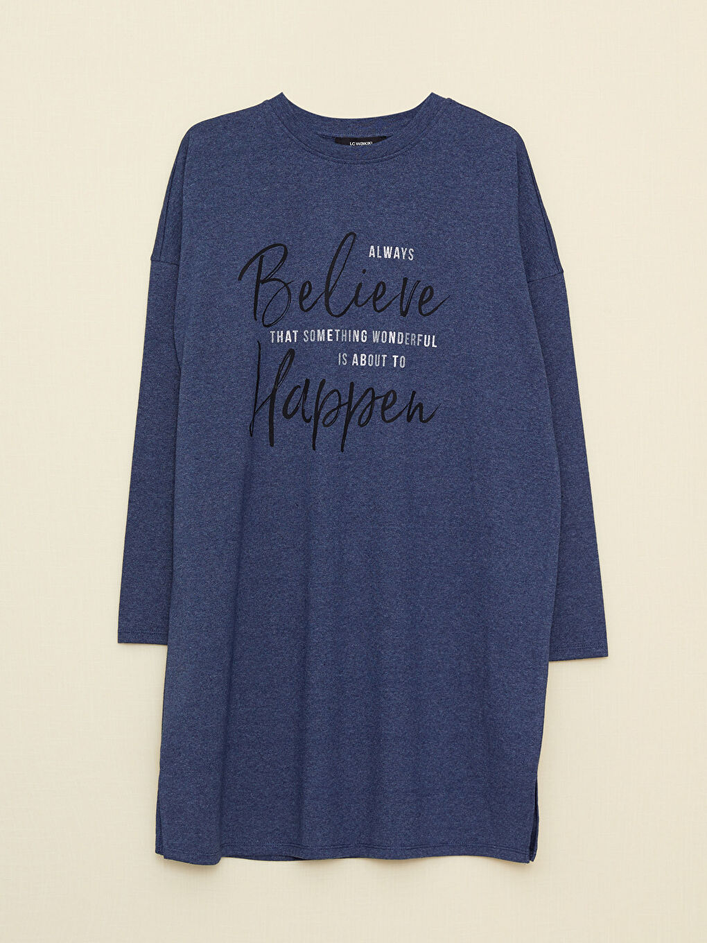 İndigo Bisiklet Yaka Baskılı Uzun Kollu Kadın Tunik-4