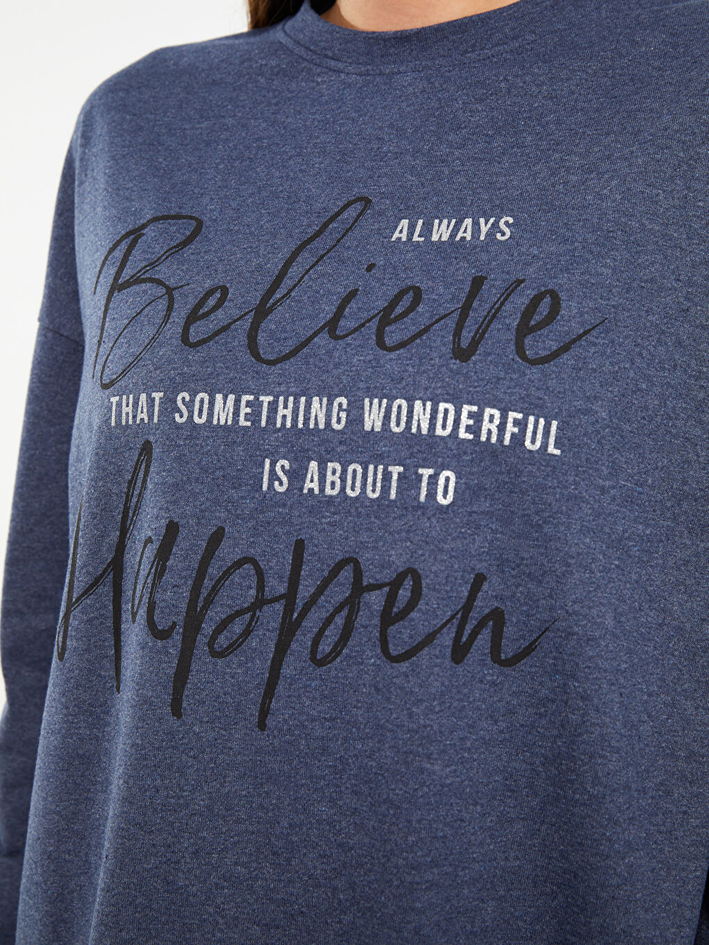 İndigo Bisiklet Yaka Baskılı Uzun Kollu Kadın Tunik-2