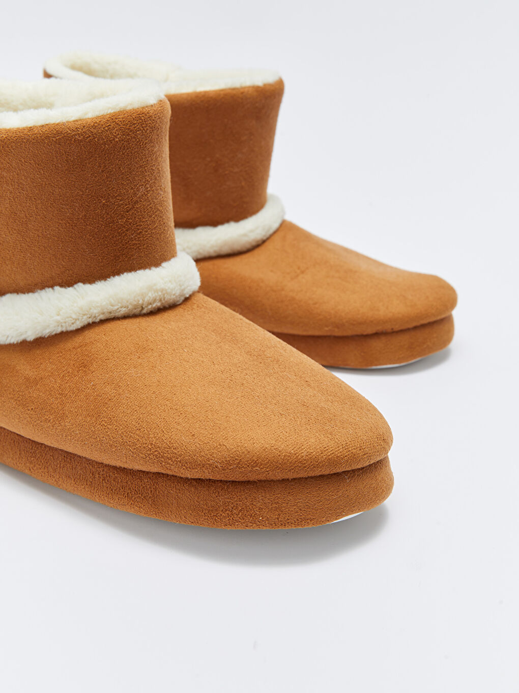 Bej Düz Pelüş Kadın Ev Botu-2