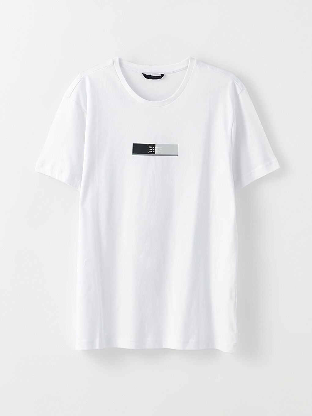 Beyaz Bisiklet Yaka Kısa Kollu Baskılı Penye Erkek Spor Tişört-5