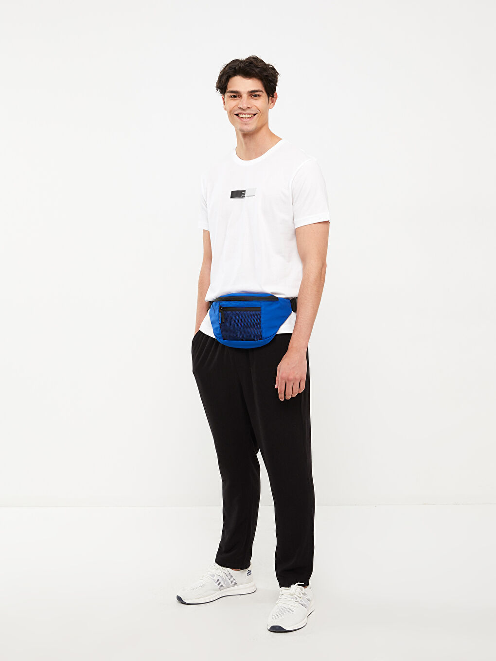 Beyaz Bisiklet Yaka Kısa Kollu Baskılı Penye Erkek Spor Tişört-2