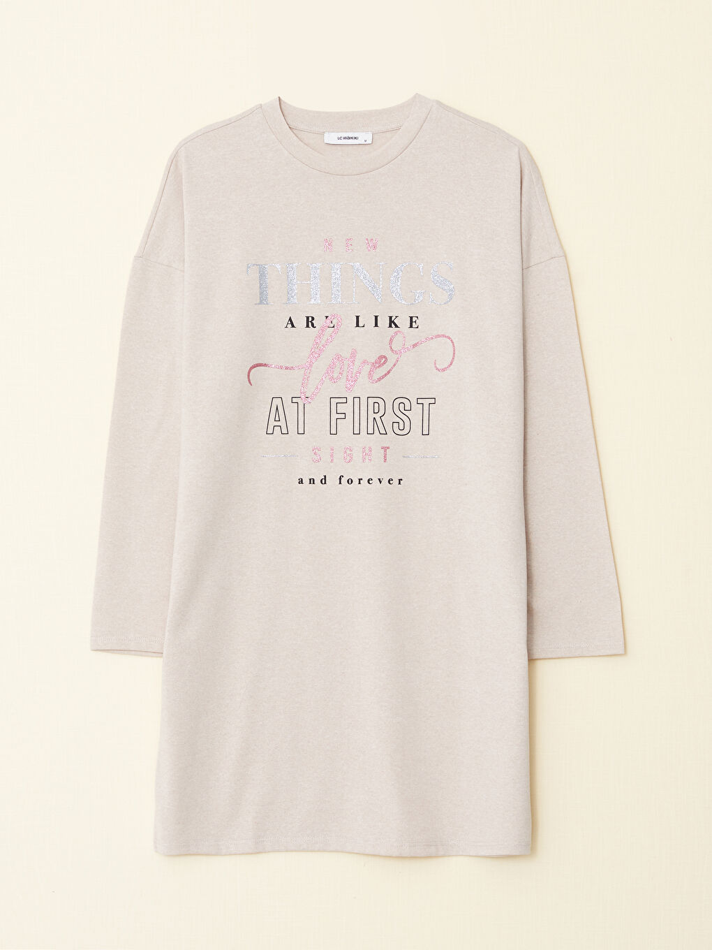 Tunică cu Guler Rotund, Imprimată, Mânecă Lungă pentru Femei-6