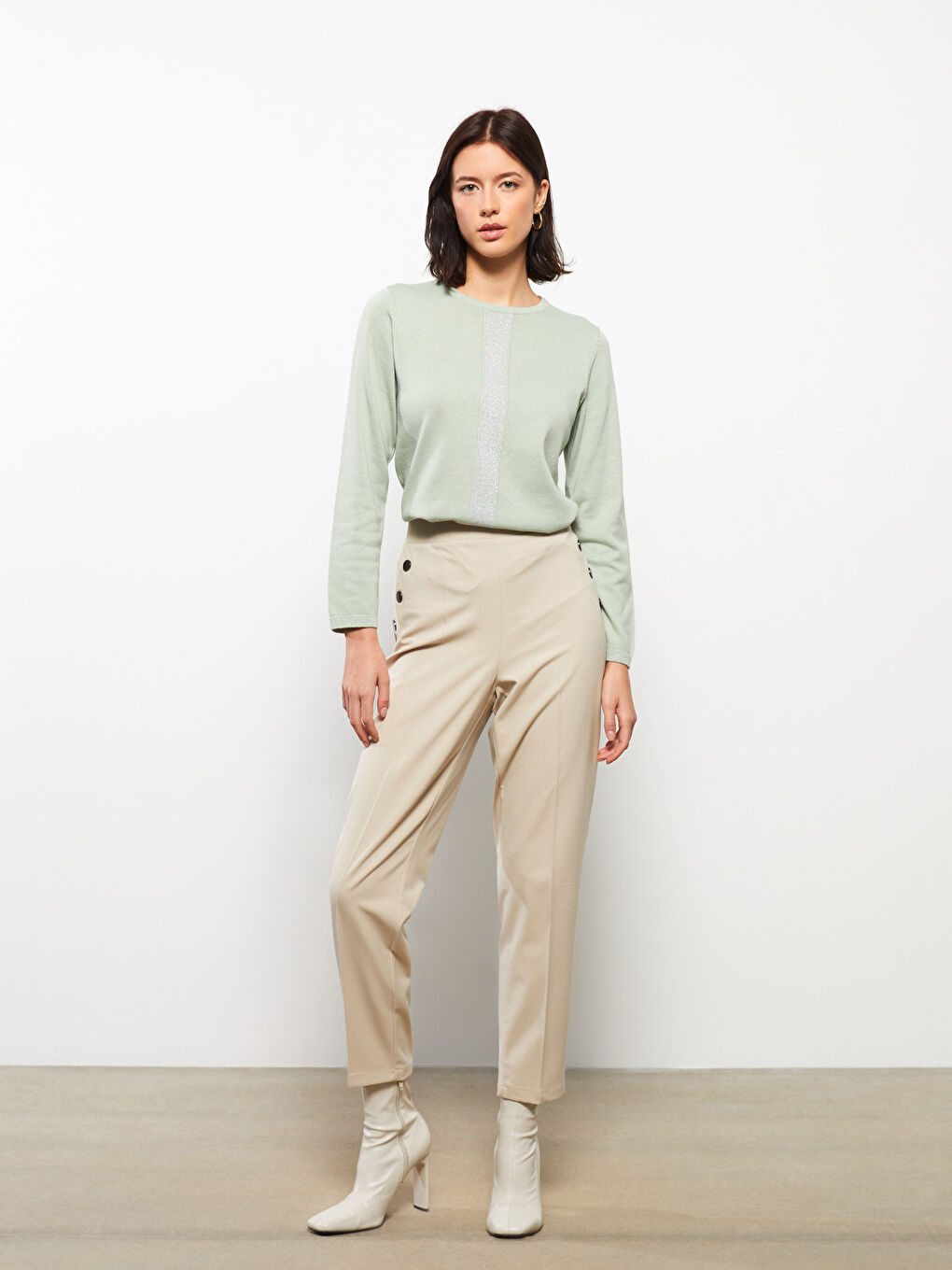 LCW Grace Rundhalsausschnitt Schlicht Langarm Damen Strickpullover -W2EE22Z8-QU3