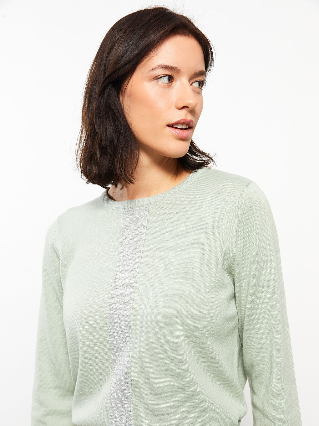 LCW Grace Rundhalsausschnitt Schlicht Langarm Damen Strickpullover -W2EE22Z8-QU3