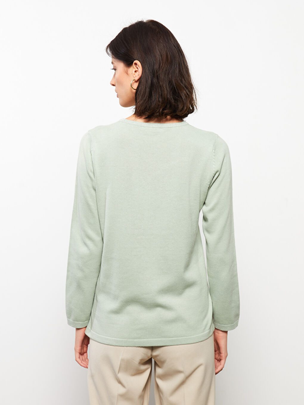 LCW Grace Rundhalsausschnitt Schlicht Langarm Damen Strickpullover -W2EE22Z8-QU3