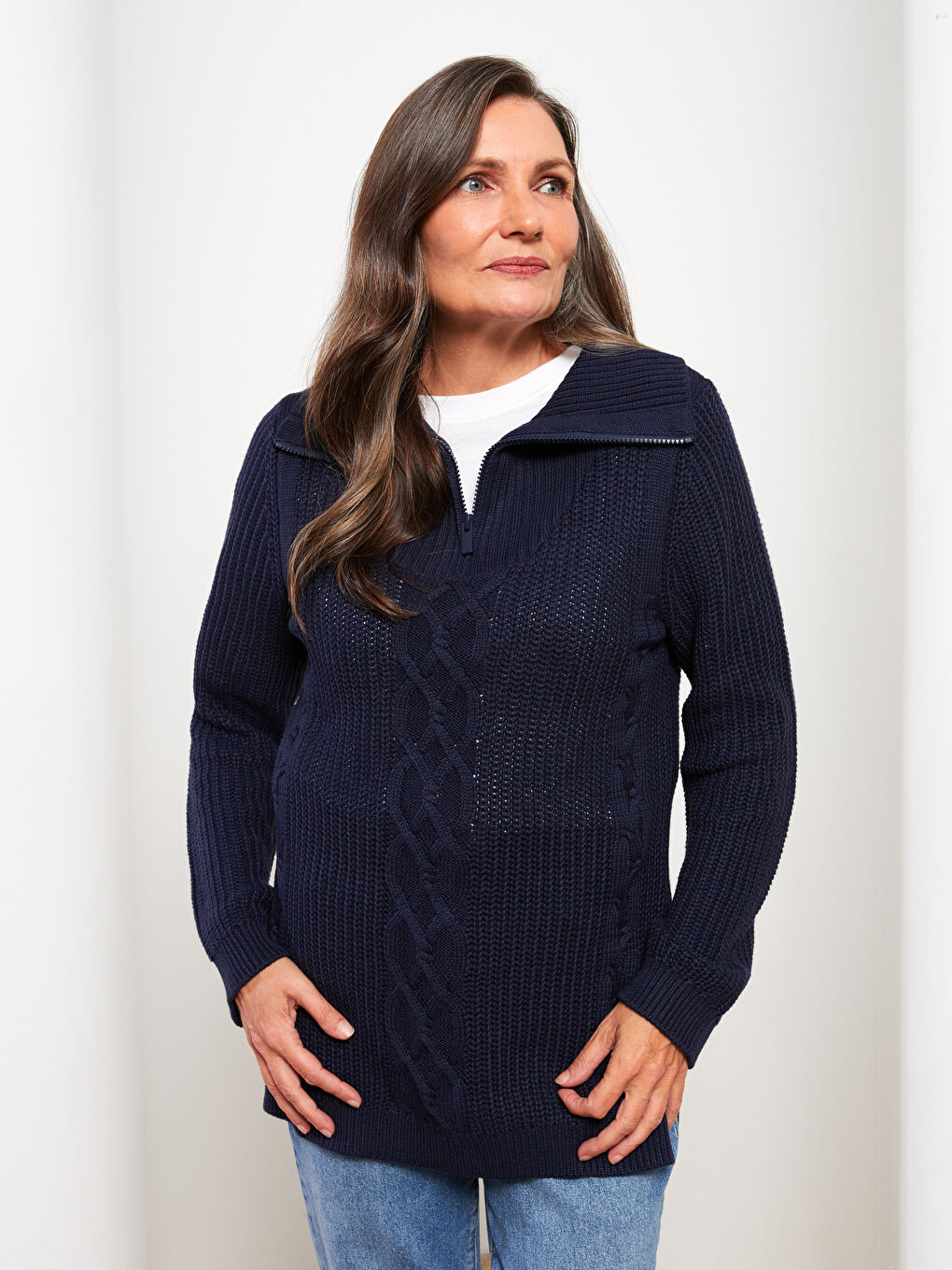 LCW Grace Rollkragen Selbstgemustert Langarm Damen Strickpullover -W2EE23Z8-E1J