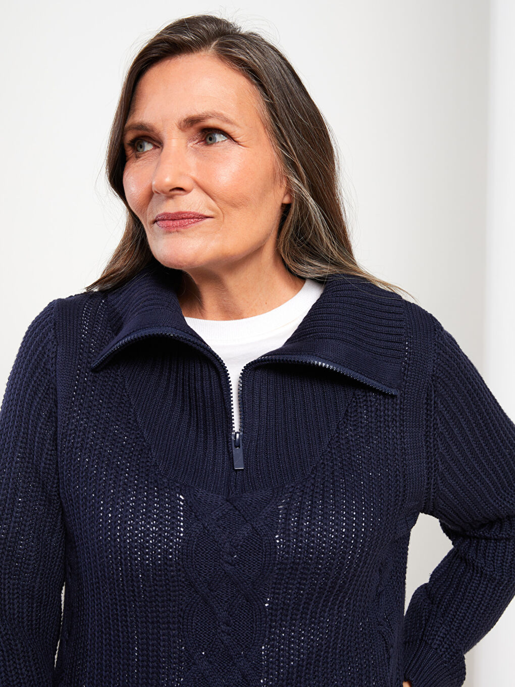 LCW Grace Rollkragen Selbstgemustert Langarm Damen Strickpullover -W2EE23Z8-E1J