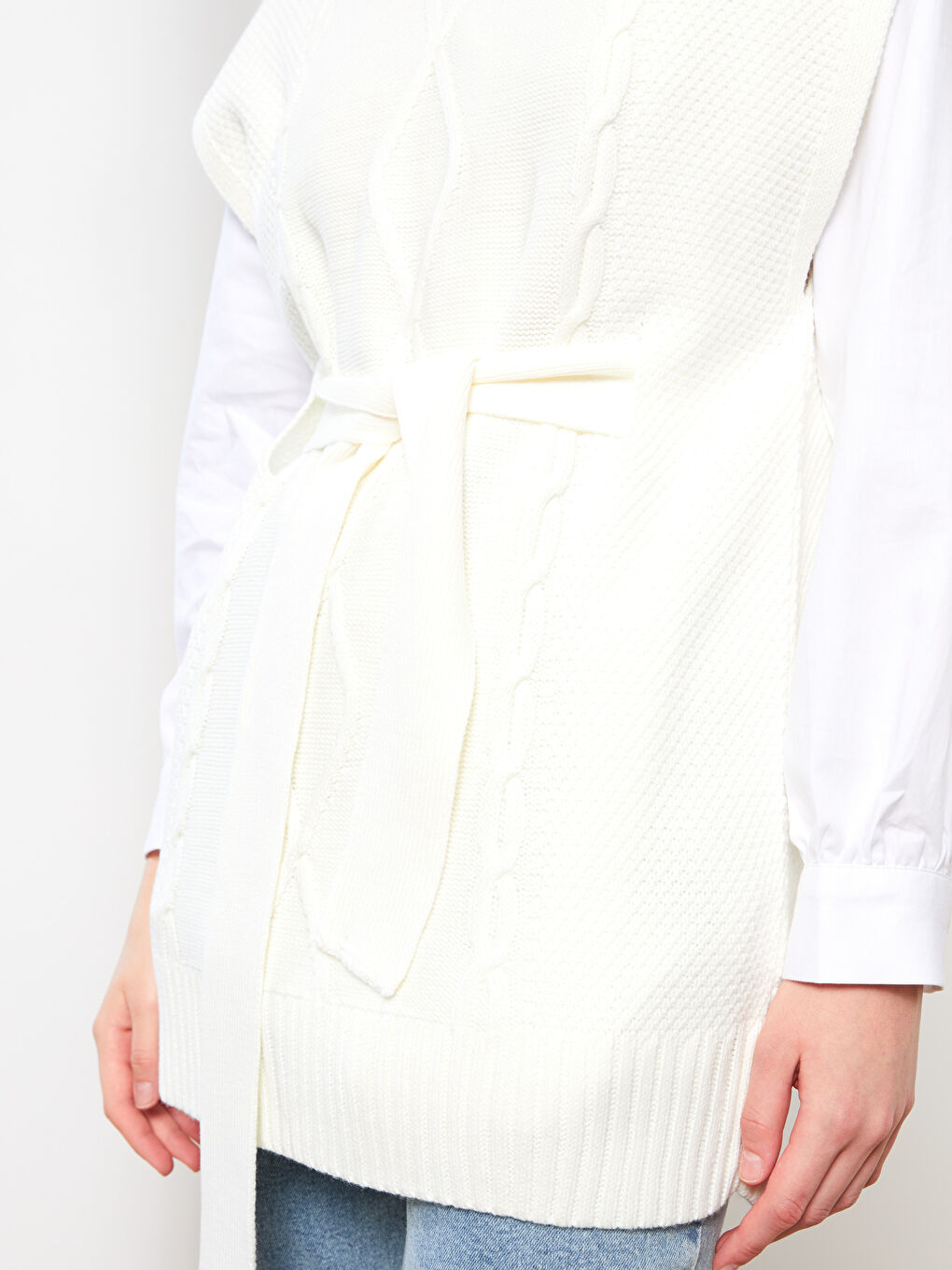 Пуловер с кръгло деколте и шарки за жени-3