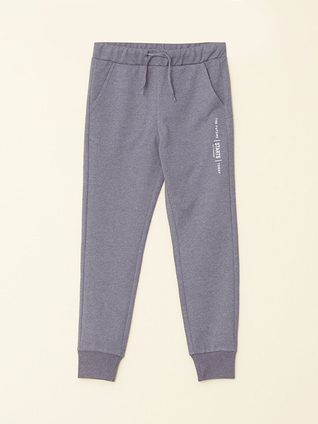 Gri Beli Lastikli Baskılı Erkek Çocuk Jogger Eşofman Altı