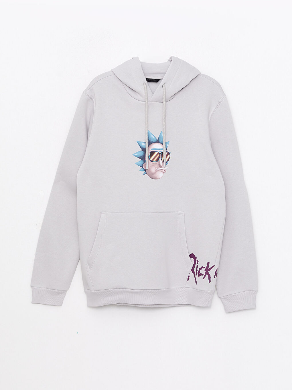 LCW Casual Açık Gri Uzun Kollu Rick and Morty Baskılı Erkek Hoodie - 5