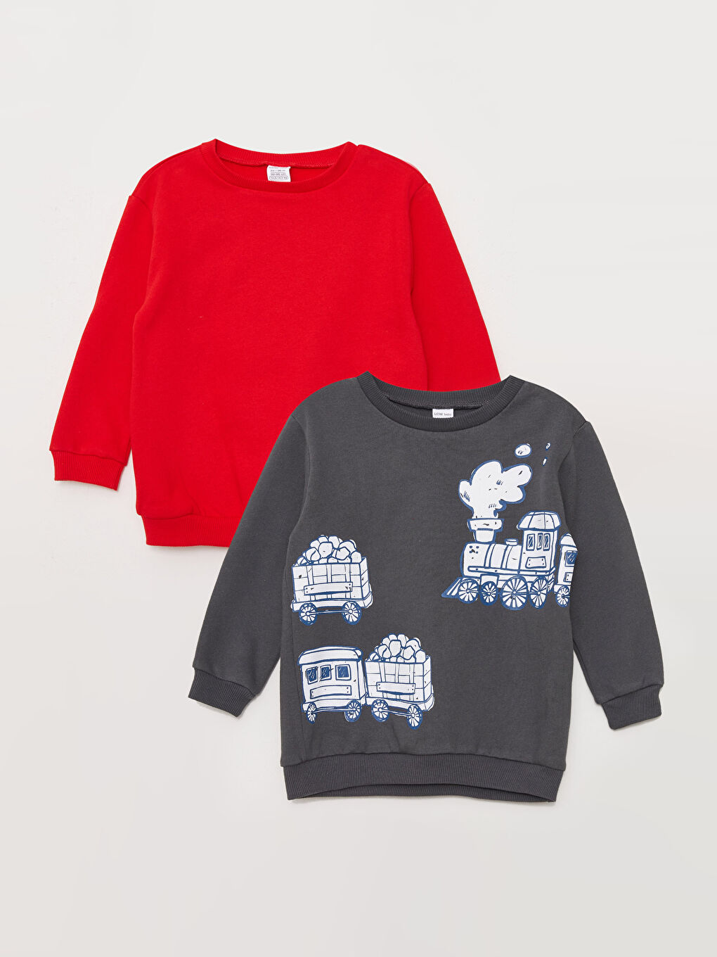 LCW baby Crew Neck Long Sleeve Printed Baby Boy Sweatshirt 2-Pack -W2EF07Z1-HEF