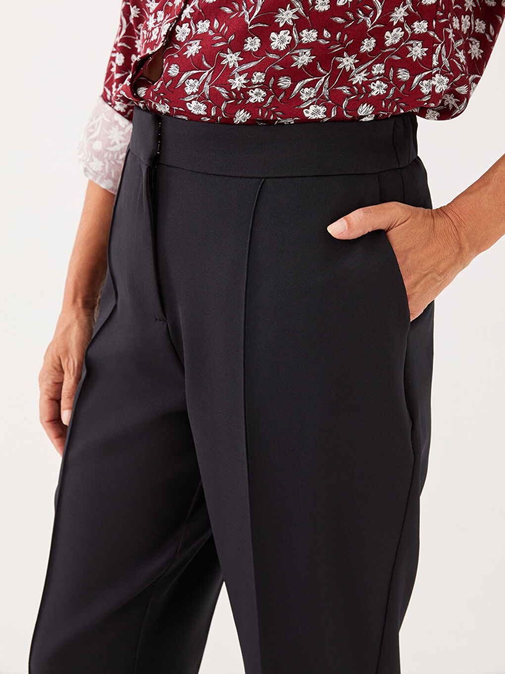 Women's Standard Fit Plain Trousers-2