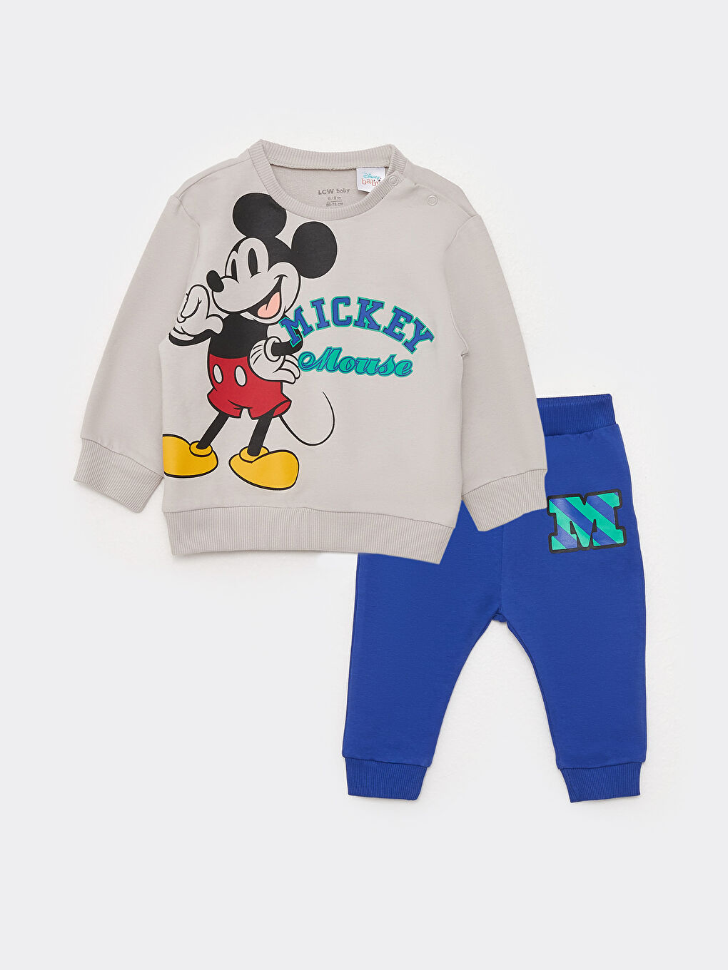Crew Neck Long Sleeve Mickey Mouse Printed Baby Boys' Sweatshirt and Sweatpants 2 Pack Set
