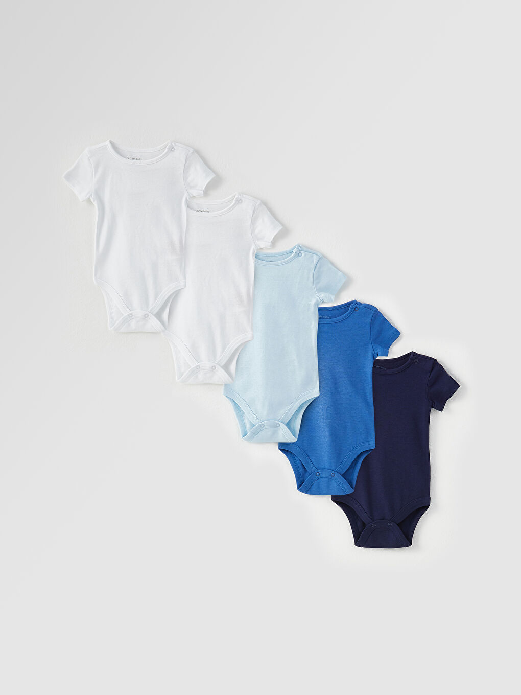 Crew Neck Long Sleeve Basic Baby Boy Snap Fastener Body 5 Pack