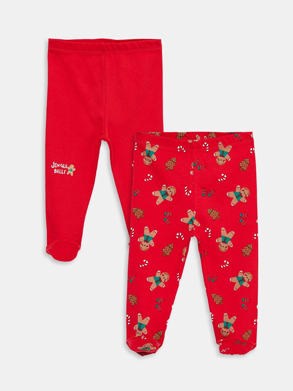 LCW baby Elastic Waist New Year Themed Baby Boy Trousers 2-Pack with Booties -W2EF34Z1-HC3