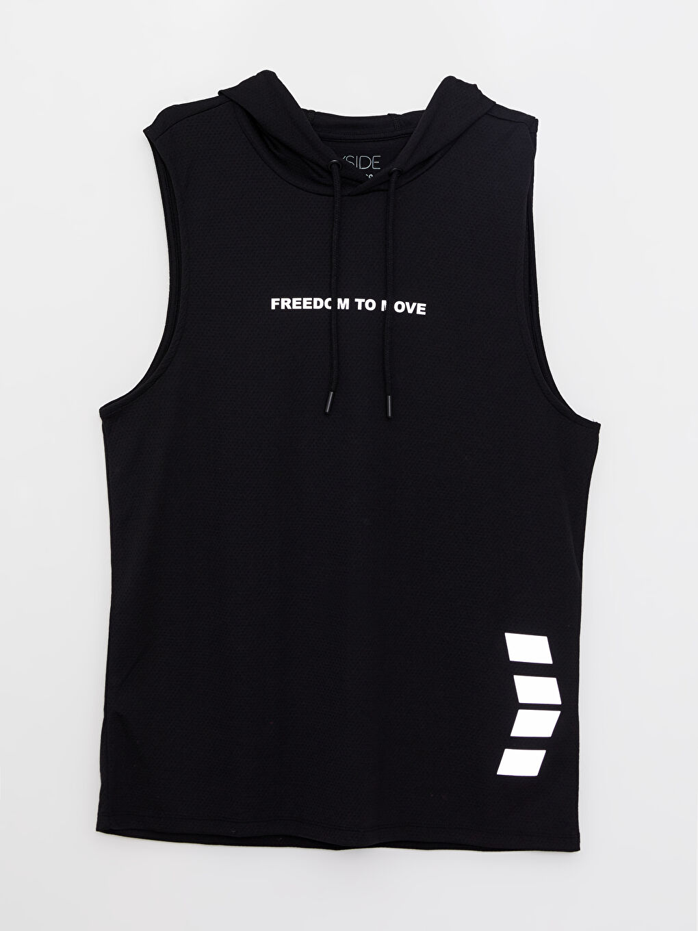 Siyah Kapüşonlu Baskılı Erkek Kolsuz Tişört-5