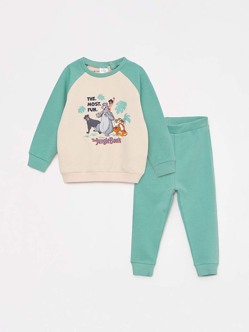 Дөңгелек жағалы ұзын жеңді баспалы ер балаға арналған свитшот пен шалбар 2-лі жинақ