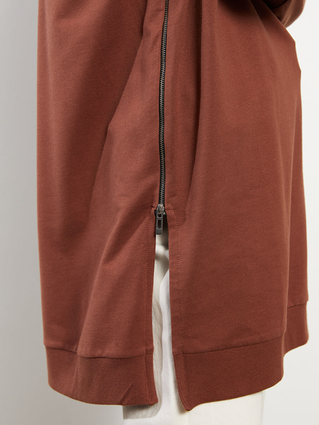 Crew Neck Plain Oversize Women's Sweatshirt Tunic-3