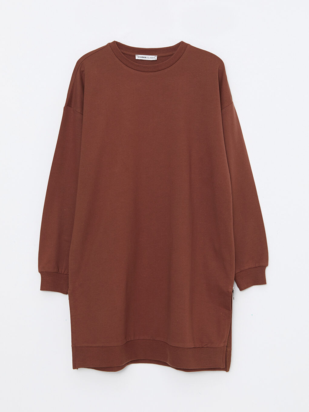Crew Neck Plain Oversize Women's Sweatshirt Tunic-5