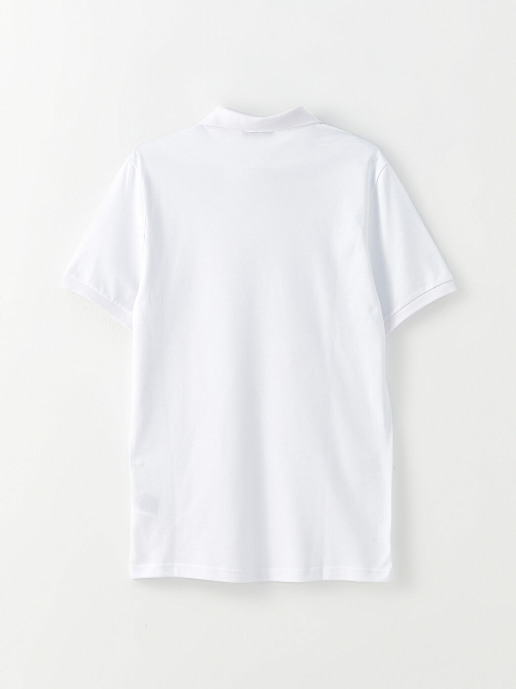 Beyaz Polo Yaka Kısa Kollu Keten Erkek Tişört-6