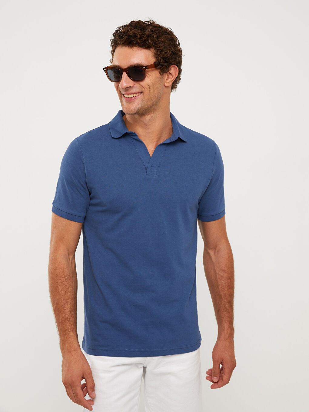 SOUTHBLUE Polo Neck Short Sleeve Linen Men's T-Shirt -W2EF61Z8-HFS