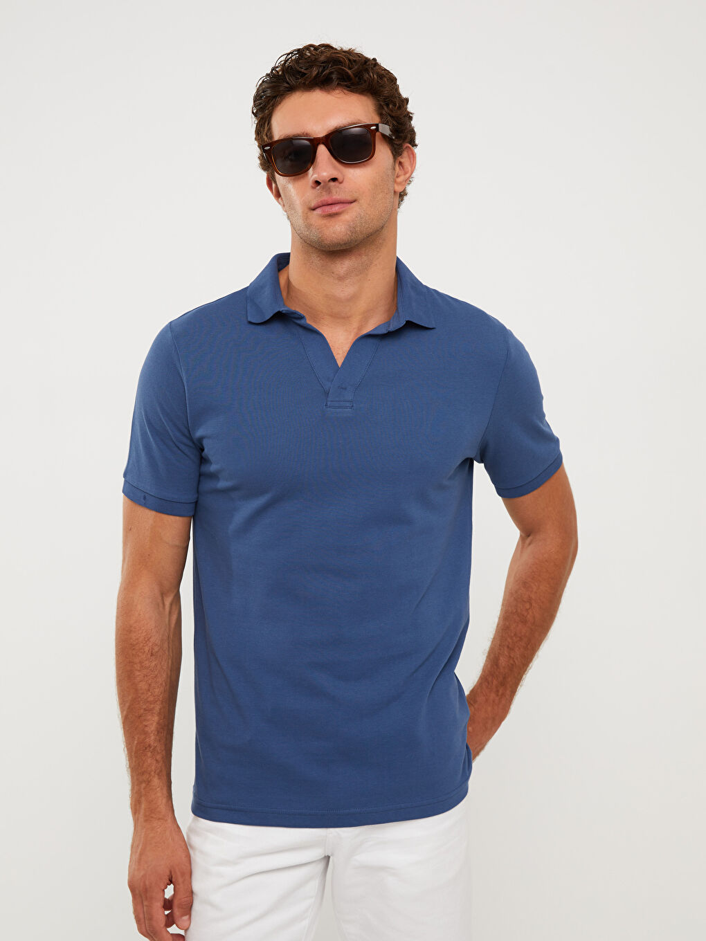 SOUTHBLUE Polo Neck Short Sleeve Linen Men's T-Shirt -W2EF61Z8-HFS