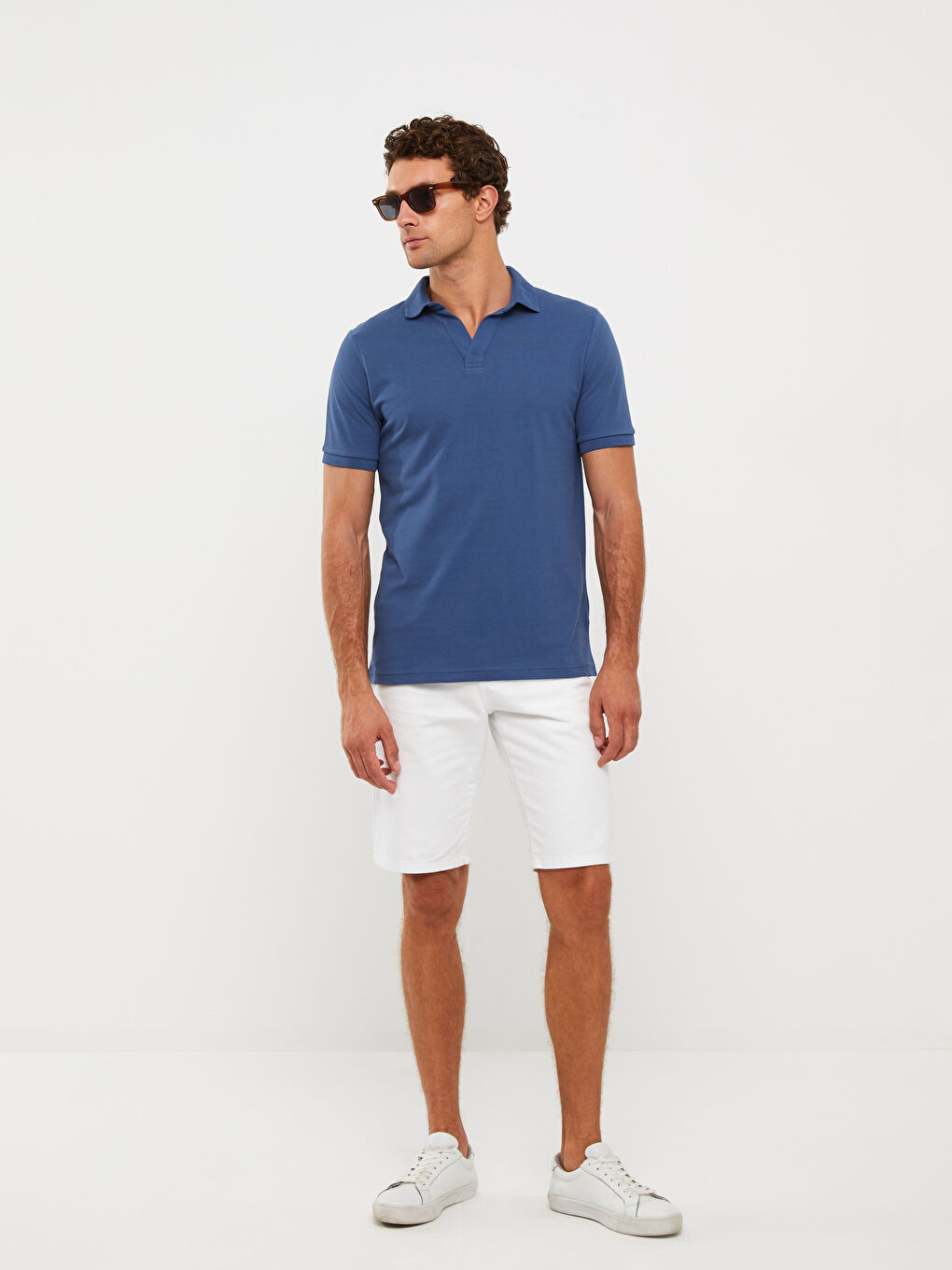 SOUTHBLUE Polo Neck Short Sleeve Linen Men's T-Shirt -W2EF61Z8-HFS