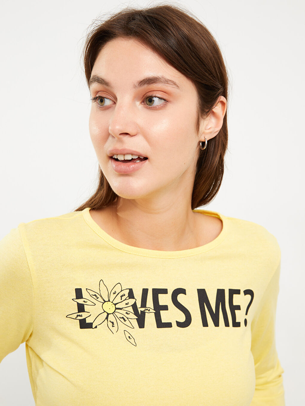 LCW ECO Rundhalsausschnitt Bedrucktes Langarm T-Shirt für Damen -W2EF71Z8-S5A