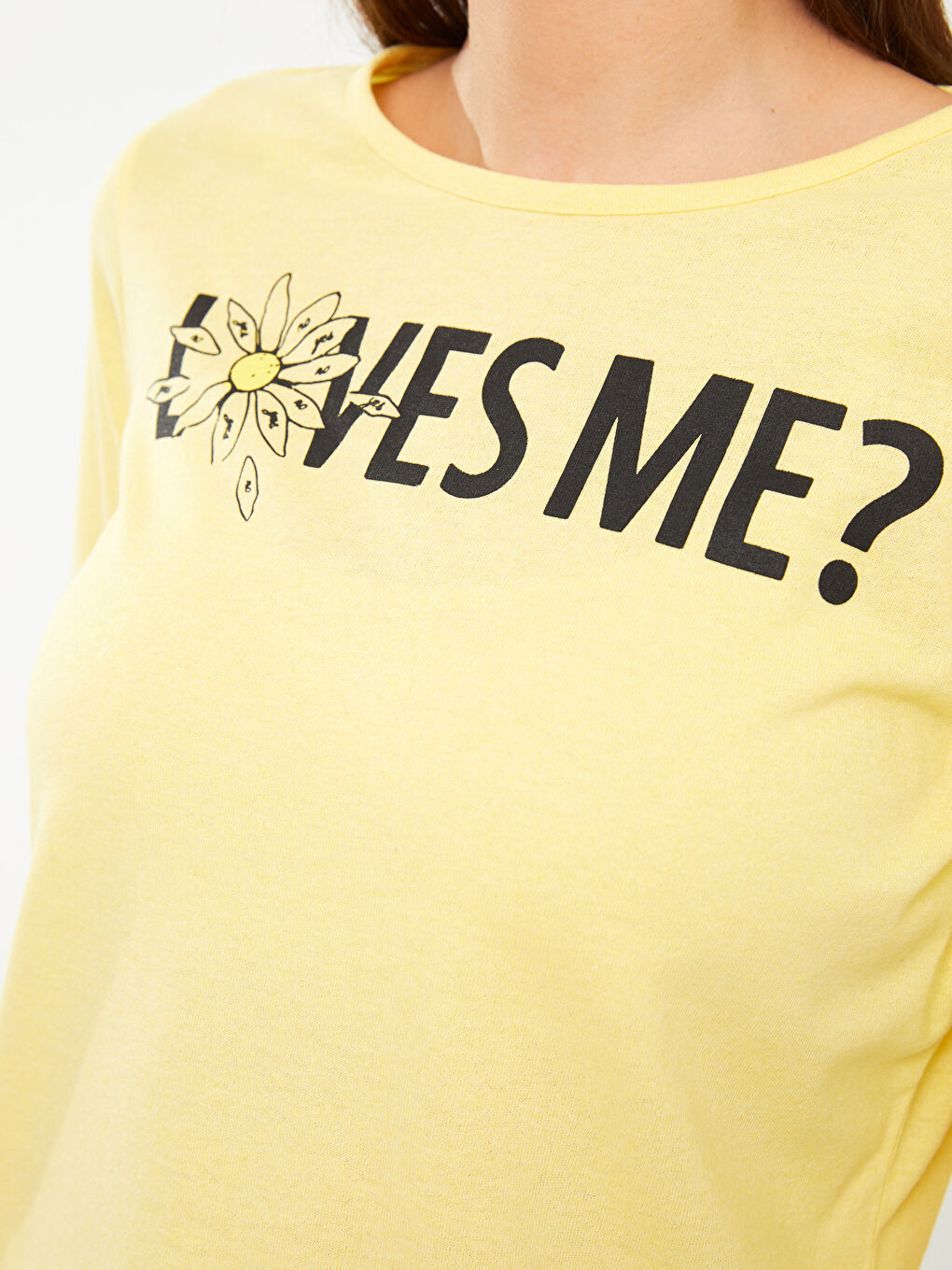 LCW ECO Rundhalsausschnitt Bedrucktes Langarm T-Shirt für Damen -W2EF71Z8-S5A