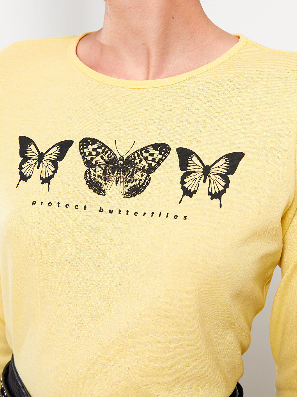 Crew Neck Printed Long Sleeve Women's T-Shirt-3
