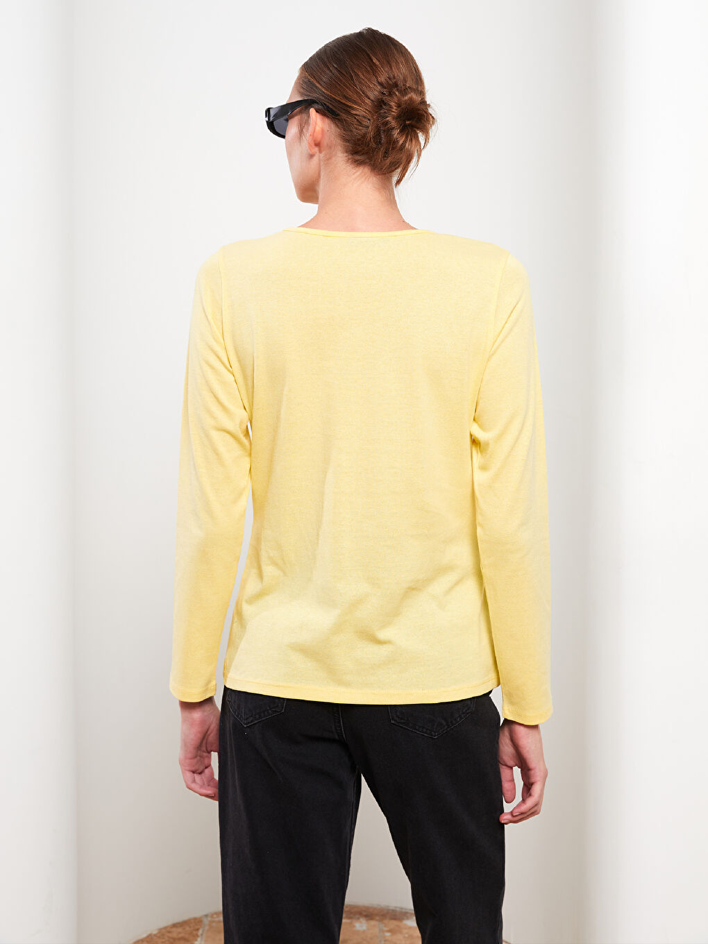Crew Neck Printed Long Sleeve Women's T-Shirt-4