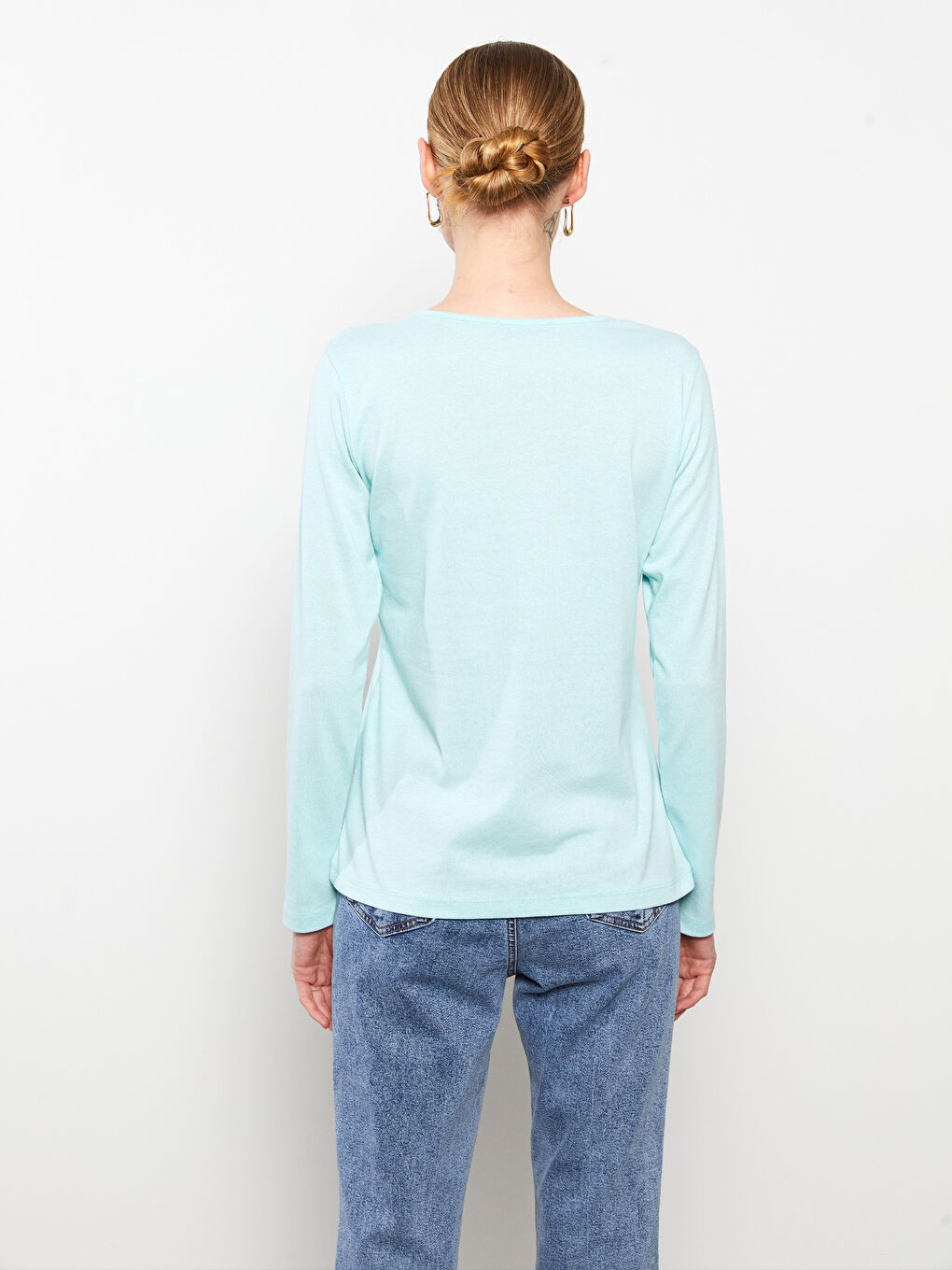 LCW ECO Crew Neck Printed Long Sleeve Women's T-Shirt -W2EF74Z8-SAH