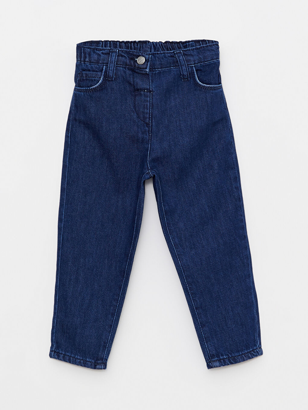İndigo Beli Lastikli Basic Kız Bebek Jean Pantolon-3