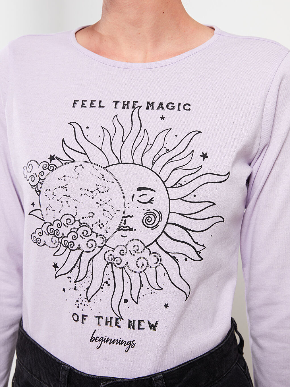 LCW ECO Crew Neck Printed Long Sleeve Women's T-Shirt -W2EF79Z8-RW9